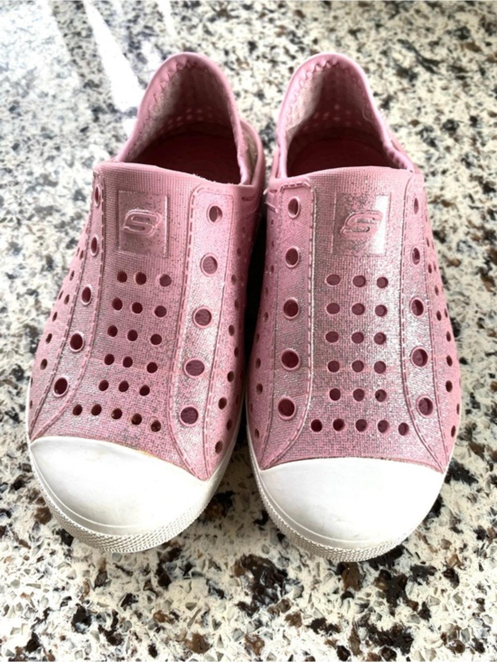 SKECHERS Foamies Guzman Steps Slip On Play Shoes Pink Sparkle 10